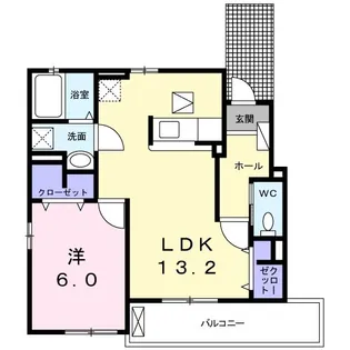 カーサフィオーレⅡ【102号室】の間取り
