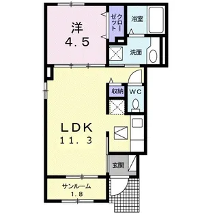 ノースプレインB【1階】の間取り