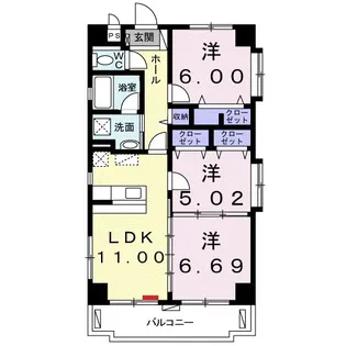 パークサイド カーサ【2階】の間取り