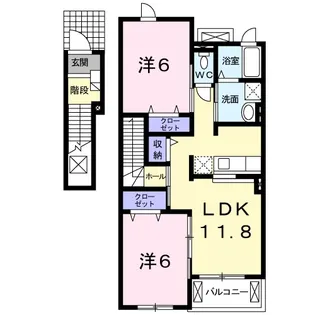 グランコートⅡ【2階】の間取り