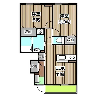 グランデH&M木村 Ⅱ【1階】の間取り