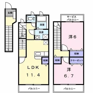 メゾンプラティーク【2階】の間取り