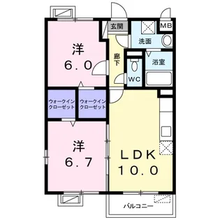 ビューテラス物集女【206号室】の間取り