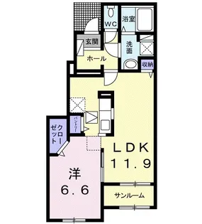 ラ ルーチェB【1階】の間取り