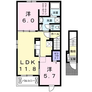 エスペラント・ボヌールⅢ【2階】の間取り