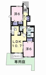 プライムガーデン【107号室】の間取り