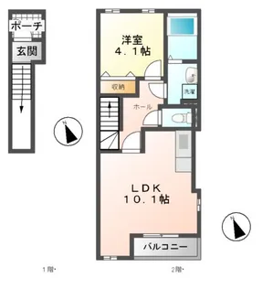 ヴァンヴェール(Vent Vert)【2階】の間取り