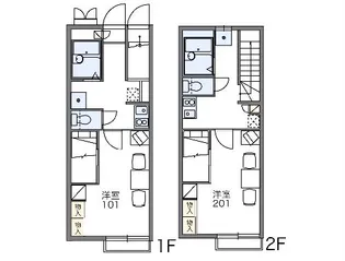 レオパレスサニーホームズ【107号室】の間取り
