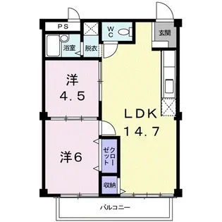 シティハイツ渡辺【2階】の間取り