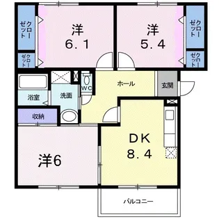 クリアヴィレッジF【1階】の間取り