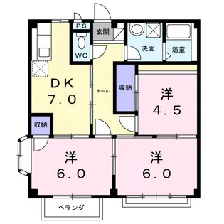 スカイハイツB【2階】の間取り