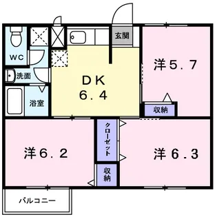 ロイヤルプレイスⅠ【1階】の間取り