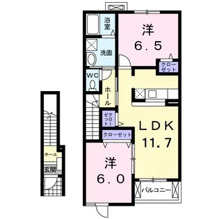 オーク・ヴィレッヂB【2階】の間取り