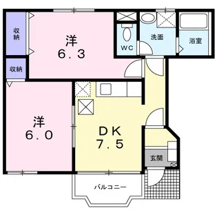 ハイツ萩山【1階】の間取り