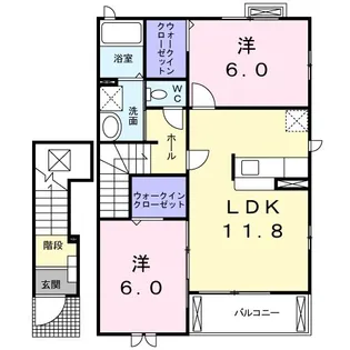 ペアシティ古河Ⅱ【2階】の間取り