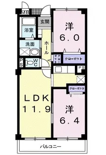 キャッスルタルイ壱番館B【3階】の間取り