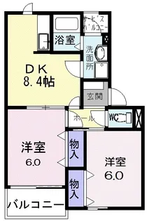 ロイヤルタウンD【1階】の間取り