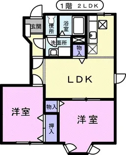 エクセル谷川A【1階】の間取り