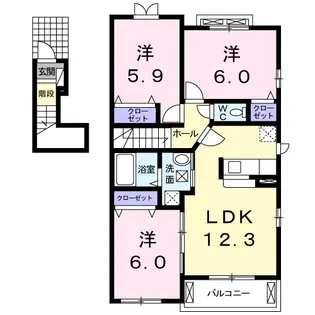 ヴィラ・ベルカーサ【2階】の間取り