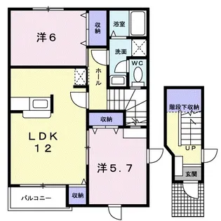 エントランス小牧Ⅱ【2階】の間取り