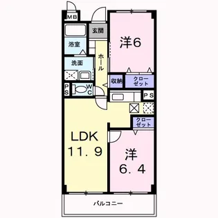 レイディアンス・吉田【2階】の間取り