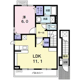 カサ・デル・ソルC【2階】の間取り