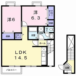 メゾン・ド・リヴィエールA【2階】の間取り