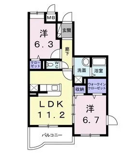 マンショングレイスエレガント【1階】の間取り