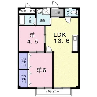 サニーハイツB【2階】の間取り