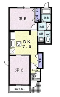 ソレアードホソヤD【1階】の間取り