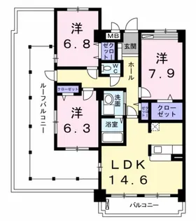 サンリット パイン ニードル【6階】の間取り
