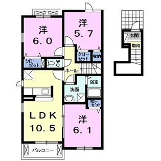 サンリット横井B【2階】の間取り