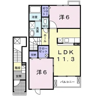 エアリーサイドⅡB【2階】の間取り