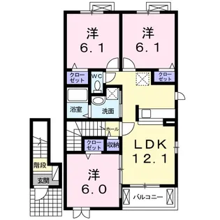 グランディールE【2階】の間取り