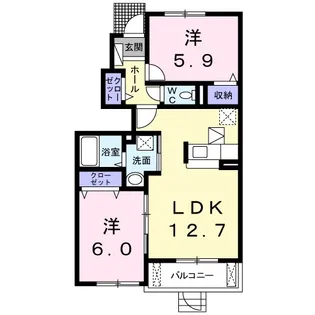 ソレイユ イースト【1階】の間取り