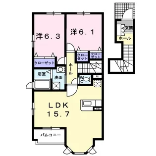 サンレミB【2階】の間取り