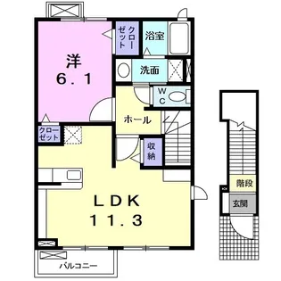 アルカティア フジ【2階】の間取り