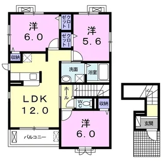 カーサ・ソレイユC【2階】の間取り