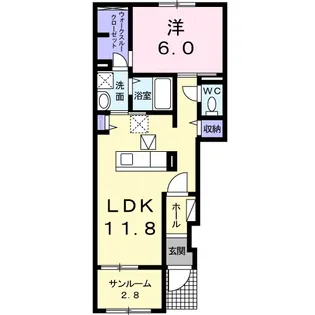 フェリシア カーサ B棟【1階】の間取り