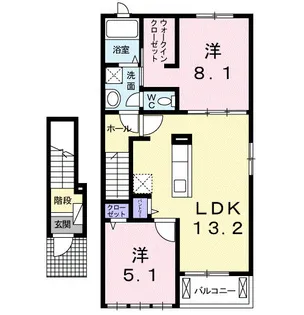 ⅩⅩⅢ(トゥエンティースリー)【2階】の間取り