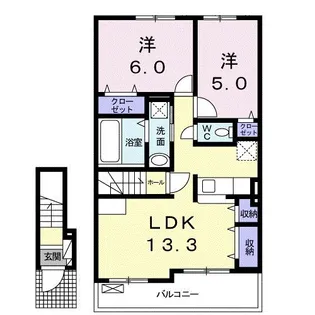 グランド ソレイユ新栄C【2階】の間取り