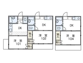 レオパレスベルジェ幸【104号室】の間取り