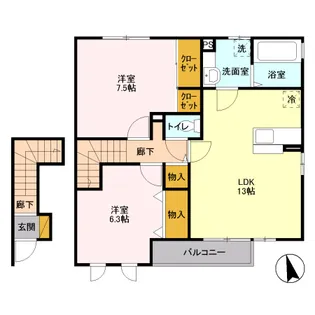 パティオ川木谷 B【2階】の間取り