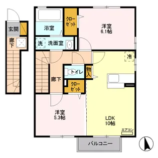 ラ・カンパーニュ B【2階】の間取り