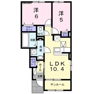アビタシオン新高平【1階】の間取り