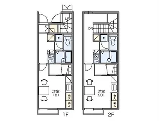 レオパレスKSY【109号室】の間取り