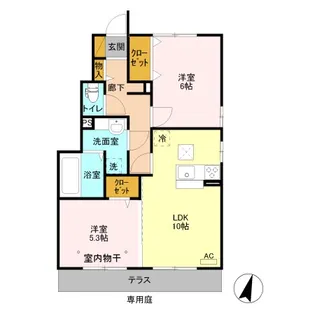 フェリオ B【1階】の間取り
