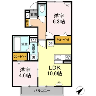 プランドールII【1階】の間取り