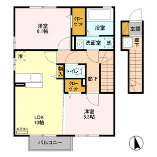 ラ・カンパーニュ B【2階】の間取り