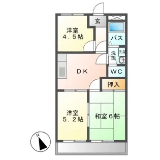 アーバンハイツA棟【2階】の間取り